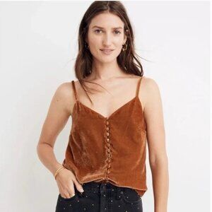 Madewell Velvet Button-Down Cami in Vintage Gold - 00